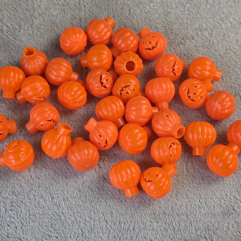 Halloween Pumpkin Light Covers 34 Orange Plastic Jack O Lantern String Lights
